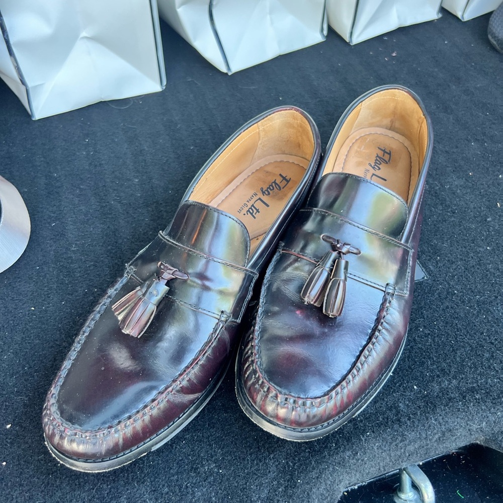 Burgundy Leather Tassel Loafers